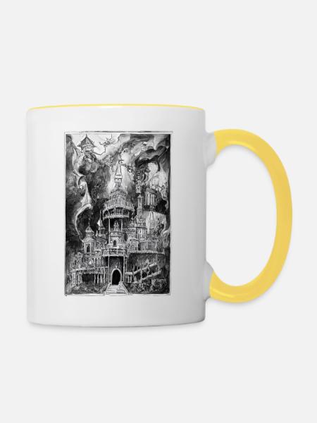 BLACK N’WHITE: Caslte maudite - Mug contrasté - blanc/jaune