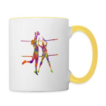 Joueur de volley-ball - Mug contrasté - blanc/jaune - Droite