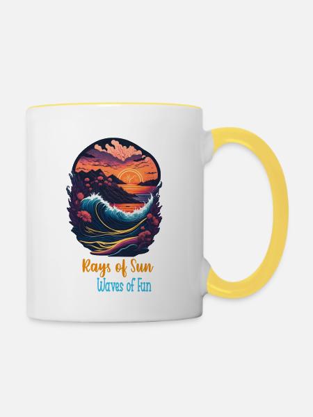 Sommerferien - Tasse zweifarbig - Weiß/Gelb