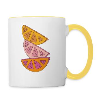 Cales orange - Mug contrasté - blanc/jaune - Droite