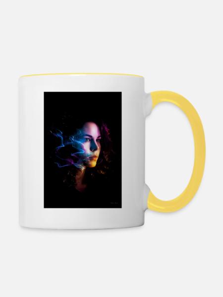 Sinnlich 5 - Tasse zweifarbig - Weiß/Gelb