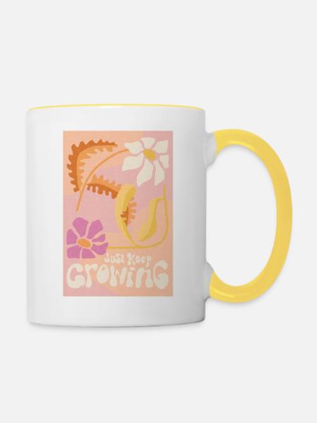 Wachsen Sie einfach weiter - Tasse zweifarbig - Weiß/Gelb