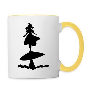 Alice-Silhouette im Wunderland - Tasse zweifarbig - Weiß/Gelb - Rechts