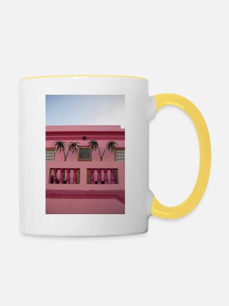 Pink House - Tasse zweifarbig - Weiß/Gelb