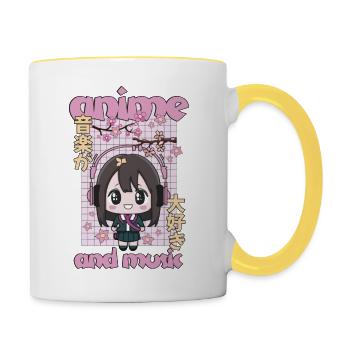 Anime And Music - Contrasting Mug - white/yellow - Right