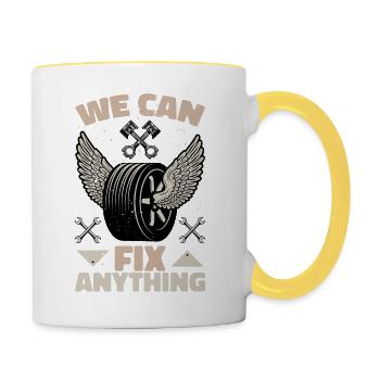 WE CAN FIX ANYTHING - Contrasting Mug - white/yellow - Right