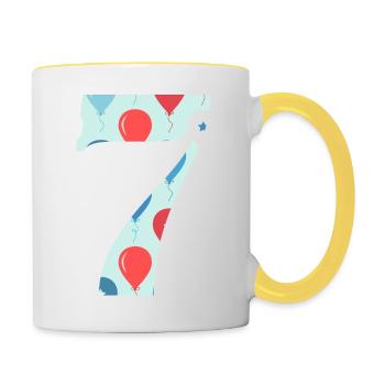 7th anniversary balloon - Contrasting Mug - white/yellow - Right