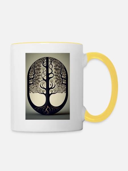 Waldblick - Tasse zweifarbig - Weiß/Gelb