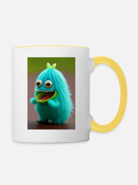 Kleines Monster - Tasse zweifarbig - Weiß/Gelb