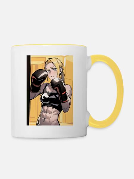 Boxer-Poster - Tasse zweifarbig - Weiß/Gelb