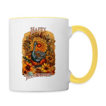Happy Thanksgiving E - Tasse zweifarbig - Weiß/Gelb - Rechts