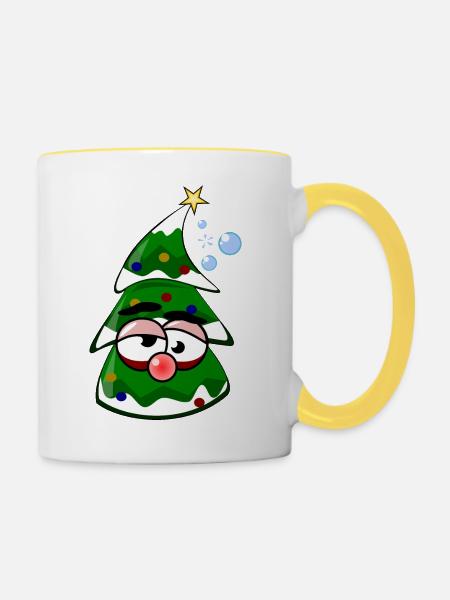 Besoffener Weihnachtsbaum - Tasse zweifarbig - Weiß/Gelb