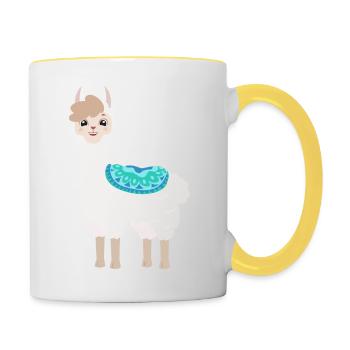 Bobby das singende Lama - Tasse zweifarbig - Weiß/Gelb - Rechts