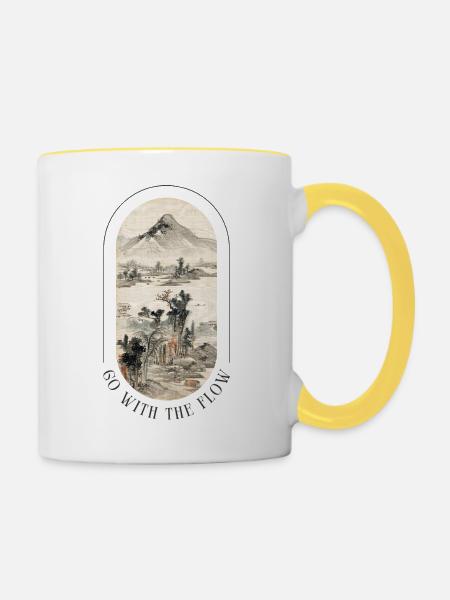 Go with the Flow - Tasse zweifarbig - Weiß/Gelb