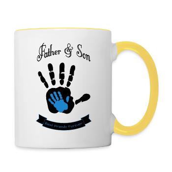 father and son, best friends forever - Tasse zweifarbig - Weiß/Gelb - Rechts