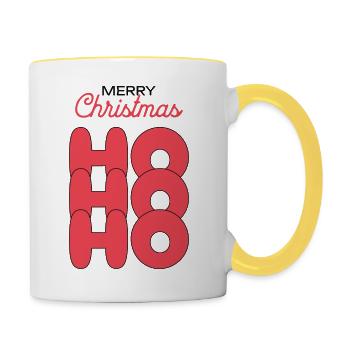 merry christmas hohoho - Contrasting Mug - white/yellow - Right