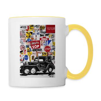 T-shirt "Explorer Urban Panels" - Tasse zweifarbig - Weiß/Gelb - Rechts