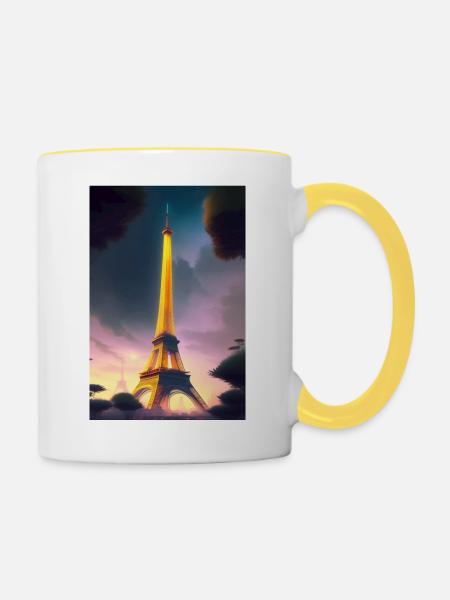 Eiffelturm - Tasse zweifarbig - Weiß/Gelb