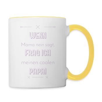 lustige sprüche cooler papa - Tasse zweifarbig - Weiß/Gelb - Rechts
