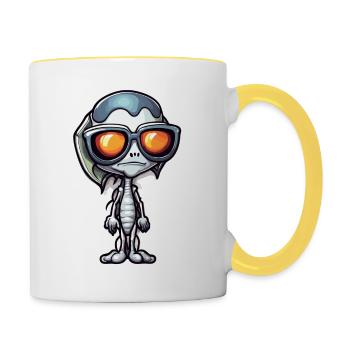 Alien / Außerirdisch / Ufo / Area 51 / All / Mars - Contrasting Mug - white/yellow - Right