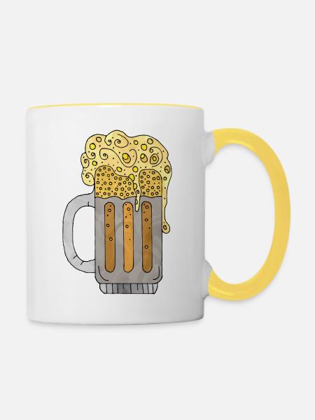 Becher - Tasse zweifarbig - Weiß/Gelb