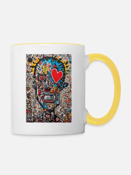 "Urbane Liebe" - Tasse zweifarbig - Weiß/Gelb