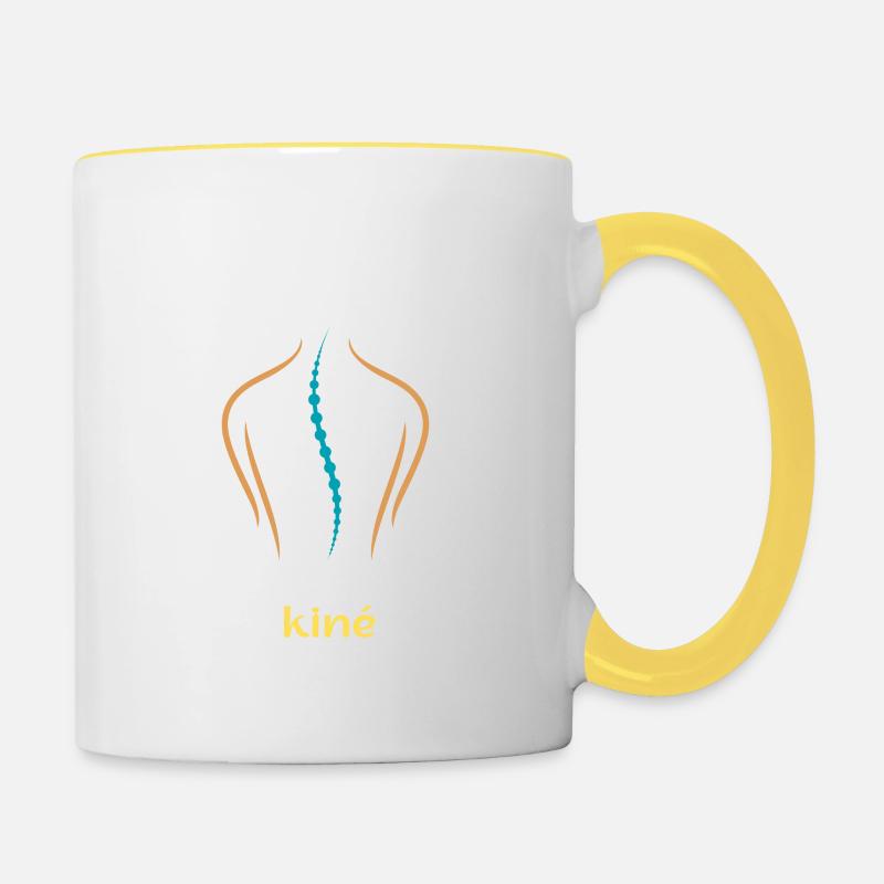 Je ne suis pas parfait mais je suis kiné - Mug contrasté - blanc/jaune