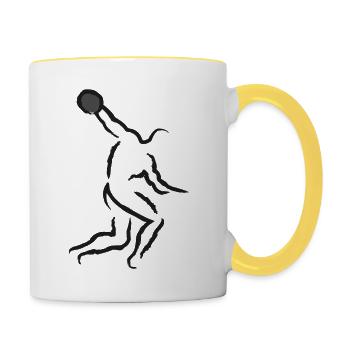 Lancement de disque - Mug contrasté - blanc/jaune - Droite