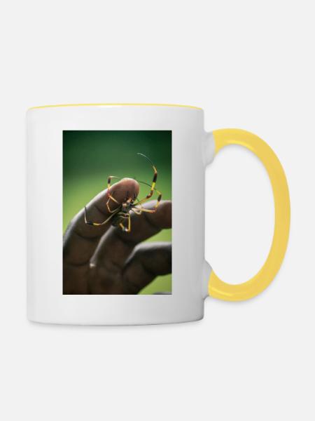 Spinne - Tasse zweifarbig - Weiß/Gelb