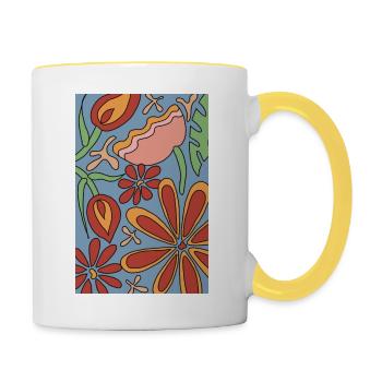Spreatshirt Blumen - Tasse zweifarbig - Weiß/Gelb - Rechts