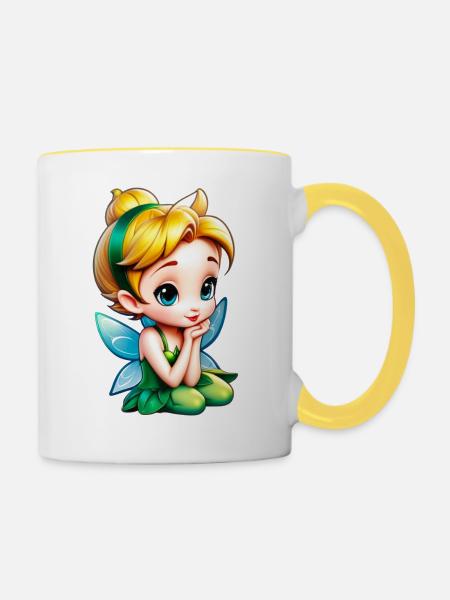 Kleine Fee 6 - Tasse zweifarbig - Weiß/Gelb