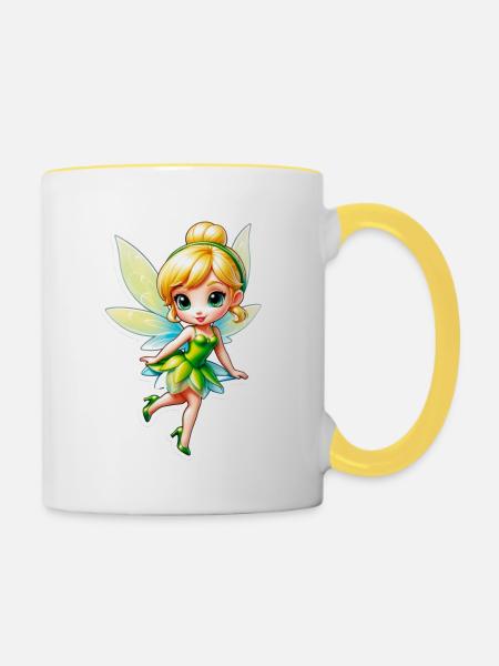 Kleine Fee 10 - Tasse zweifarbig - Weiß/Gelb