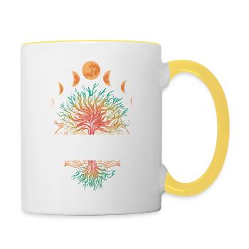 Buddha Mandala - Den Geist und den Willen der Seele beruhigen - Tasse zweifarbig - Weiß/Gelb - Rechts
