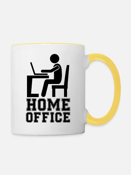 computer work home office - Tasse zweifarbig - Weiß/Gelb