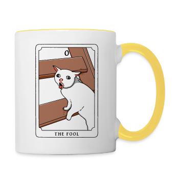 The Fool Funny Cat - Contrasting Mug - white/yellow - Right