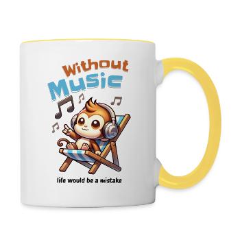 Without Music Monkey - Contrasting Mug - white/yellow - Right
