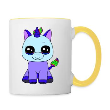 Kleines Einhorn - Tasse zweifarbig - Weiß/Gelb - Rechts