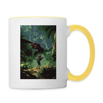 Dino Disaster - Contrasting Mug - white/yellow - Right