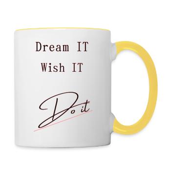 Dream IT . Wish IT . DO iT - Tasse zweifarbig - Weiß/Gelb - Rechts