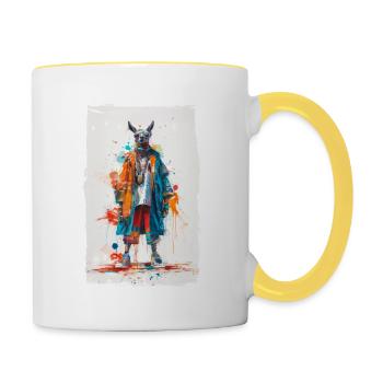 Colorful llama - Contrasting Mug - white/yellow - Right