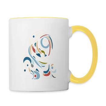 Farbenfroher Astro Style - Tasse zweifarbig - Weiß/Gelb - Rechts