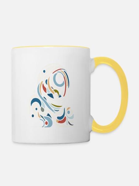 Farbenfroher Astro Style - Tasse zweifarbig - Weiß/Gelb