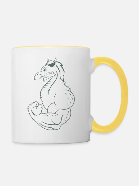 strong dragon - Tasse zweifarbig - Weiß/Gelb