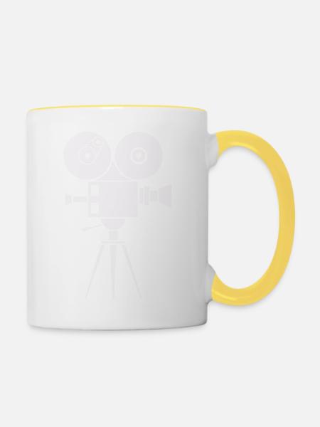 kamera 1 - Tasse zweifarbig - Weiß/Gelb