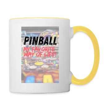 Pinball my favorite way of life Poster - Contrasting Mug - white/yellow - Right