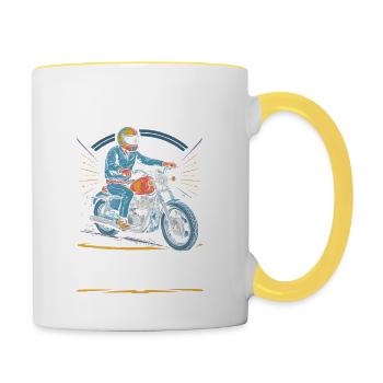 Je suis motard - Mug contrasté - blanc/jaune - Droite