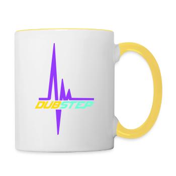 Dub Step Techno Music Pulse Heartbeat Frequency - Contrasting Mug - white/yellow - Right