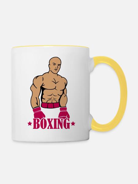 boxing boxer - Tasse zweifarbig - Weiß/Gelb