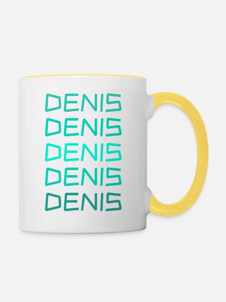 Vorname Denis - Tasse zweifarbig - Weiß/Gelb