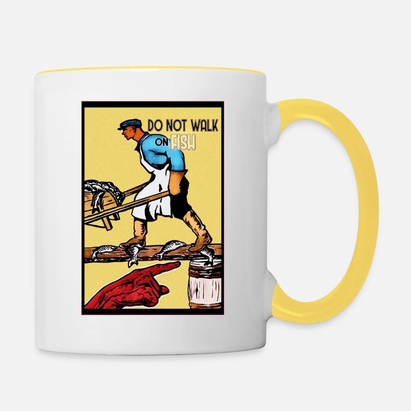 Conseils soviétiques en matière de santé et de sécurité - N° 2. (Poisson) - Mug contrasté - blanc/jaune